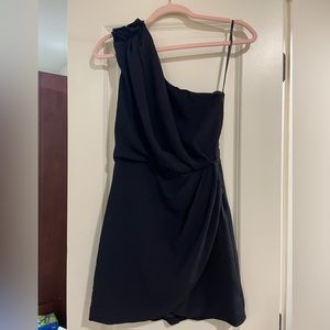 Black one shoulder cocktail mini dress